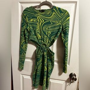 Green Zara dress with cutout sides, sweater material bodycon